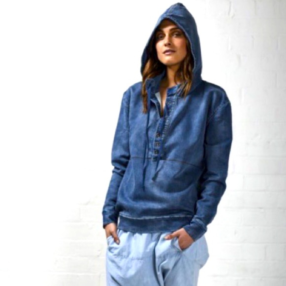 ONE Teaspoon Captain Hoodie Popover Henley Sweatshirt
